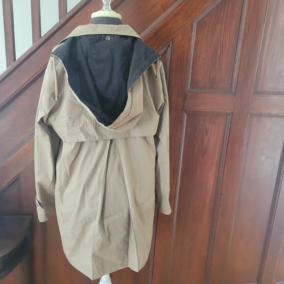 Vintage London Fog Beige Hooded Trench Coat With Button & Zip Closure Size Small - Picture 7 of 10